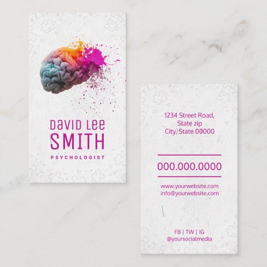 心理学者カラフル脳名刺 名刺 (正面/裏面)