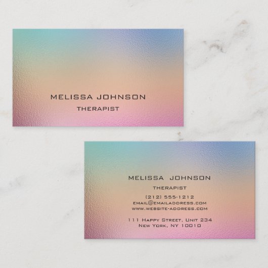 心理学者セラピストソファグラデーションーブルーピンクローズ 名刺 (正面/裏面)
