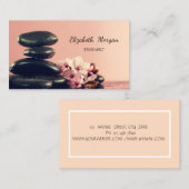 心理学者セラピストブラック禅ストーンフラワー 名刺 (正面/裏面)