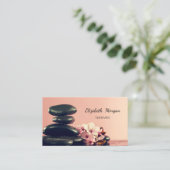 心理学者セラピストブラック禅ストーンフラワー 名刺 (スタンド正面)