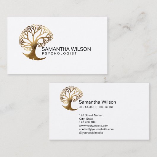 心理学者セラピストライフコーチ精神科医 名刺 (正面/裏面)