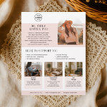 心理学者セラピストロゴフォト赤面チラシ チラシ<br><div class="desc">この慎重に設計されたフライヤーは、暖かさと明快さを持つ専門知識を伝達することを望むライセンス心理学者やセラピストに理想的である。ソフトな赤面パレット、丸いポートレートフレーム、洗練されたセリフタイポグラフィは魅力的でありながら洗練された印象を与え、臨床とクリエイティブの両方の治療に最適である。信頼を構築する写真と一緒に「私について」セクションにあなたの名前、ロゴ、暖かい紹介を特徴とする。次の2列のレイアウトでは、ストレス管理からキャリアカウンセリングまで、サポートの分野が明確に示され、下部のセクションではセラピー方法が視覚的に強調されています。</div>