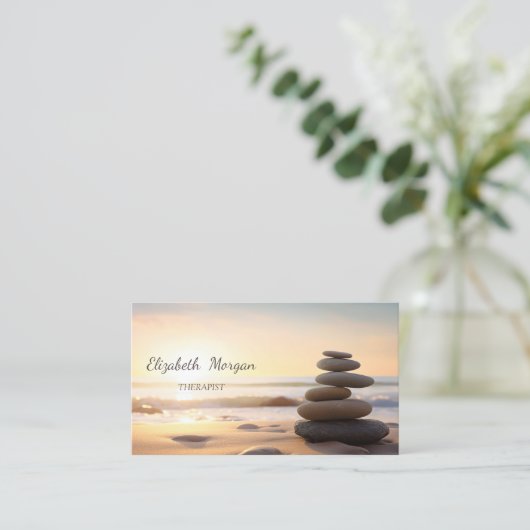 心理学者セラピスト禅ストーンズサンセット 名刺 (スタンド正面)