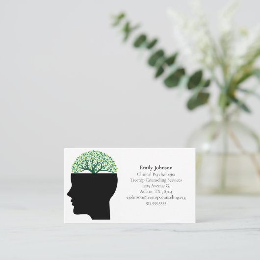 心理学者セラピーツリーマインドフルネスカウンセラー 名刺 (スタンド正面)