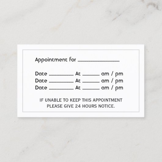 心理学者ダークメタルフレームアポイントメント 予約カード (裏面)