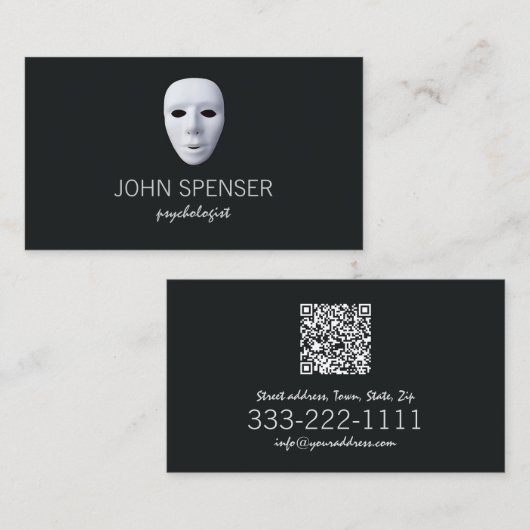 心理学者ホワイトトランプのポーカー顔名刺 名刺 (正面/裏面)