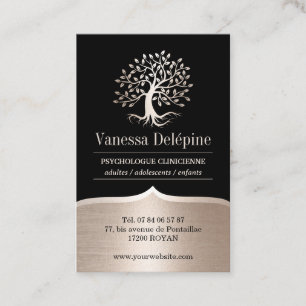 心理学者モダンツリーブラック&金ゴールドアポイントメント 予約カード