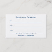 心理学者個人カウンセラー名刺 予約カード (裏面)