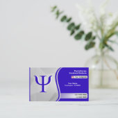 心理学者心理学青いロゴグラデーショングレー 名刺 (スタンド正面)