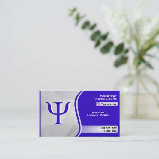 心理学者心理学青いロゴグラデーショングレー 名刺 (スタンド正面)