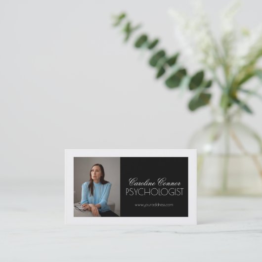 心理学者結婚相談員白黒 名刺 (スタンド正面)