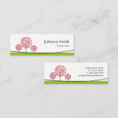 心理学者 – かわいいピンクの願いツリーのロゴ スキニー名刺 (正面/裏面)