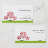 心理学者 – かわいいピンクの願いツリーのロゴ 名刺 (正面/裏面)