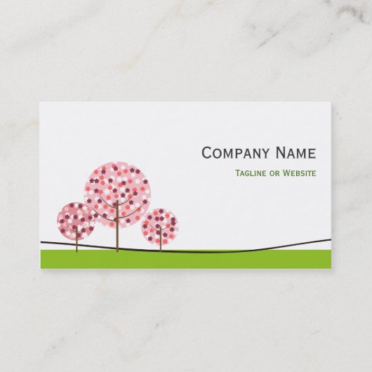心理学者 – かわいいピンクの願いツリーのロゴ 名刺 (裏面)