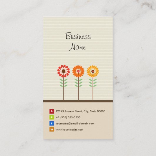 心理学者 - かわいい花のテーマ 名刺 (裏面)