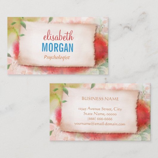 心理学者 – アーティストウォーターカラーフローラ 名刺 (正面/裏面)
