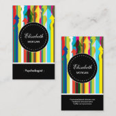 心理学者 – カラフルストライプパターン 名刺 (正面/裏面)