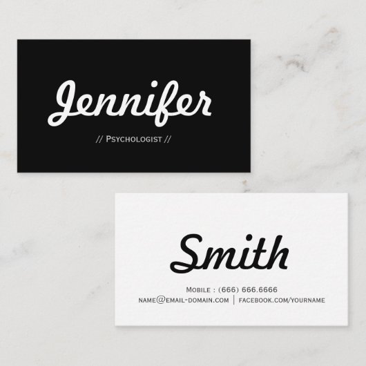 心理学者 – ミニマルシンプル簡潔 名刺 (正面/裏面)