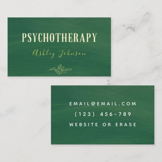 心理療法士の手で描いた緑 名刺 (正面/裏面)