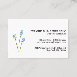 心理療法士シンプルブルーフラワーユーロ 名刺