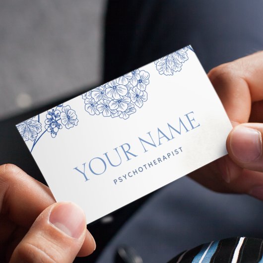 心理療法士ファミリーカウンセ描ルフローラブルー 名刺