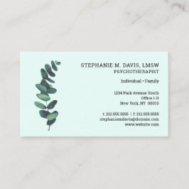 心理療法士ユーカリプトゥスグリーンビジネスカード 名刺