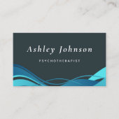 心理療法士抽象芸術ブルーウェーブ 名刺 (正面)