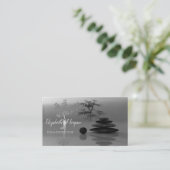 心理療法士・セラピスト,石,灰色の木のシルエット 名刺 (スタンド正面)