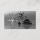 心理療法士・セラピスト,石,灰色の木のシルエット 名刺 (正面)