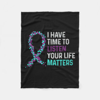 心的健康聞自殺を待つ時間がある フリースブランケット