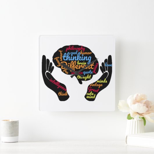 心素晴らし考え違う時計 スクエア壁時計 (ホーム)