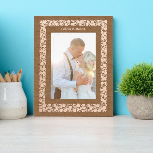 心縁ど型のつる植物離れ レーザー彫刻フレーム