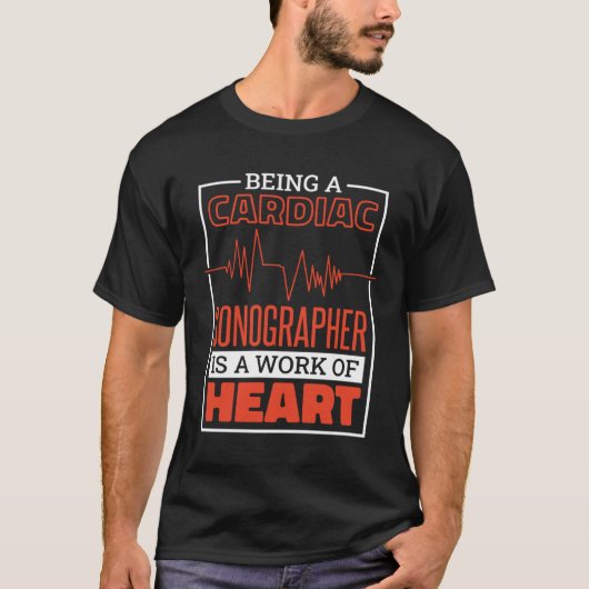 心臓の超音波撮影をする人は、ハート車の仕事である Tシャツ (正面)