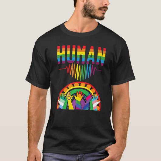 心臓の鼓動と手を持つ人間のフラグをAに Tシャツ (正面)