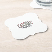 心臓ナースの花のバーシティレタリングデザイン_1 ペーパーコースター (アングル)