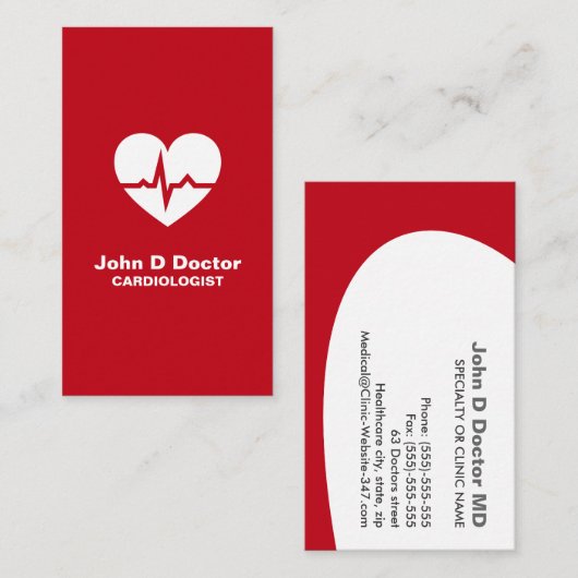 心臓医モダン心学ハート名刺 名刺 (正面/裏面)