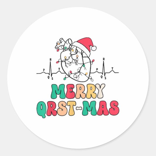 心臓学ナースクリスマスEcgハート解剖学頻拍 ラウンドシール (正面)