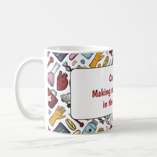 心臓学ハート医学パン医師のパターンの贈り物 コーヒーマグカップ (左)