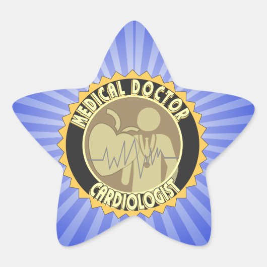 心臓学医のロゴ-ハートの医者 星シール (正面)