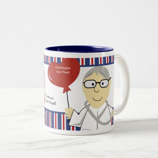 心臓専門医ドクターギフトコーヒーマグ ツートーンマグカップ (正面右)
