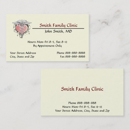 心臓専門医ドクターメディカルシンボルの名刺 名刺 (正面/裏面)