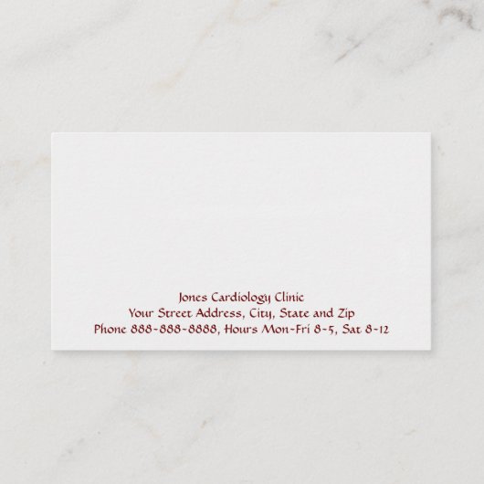 心臓専門医名刺 名刺 (裏面)