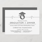 心臓専門医 卒業 | ミニマル招待状 招待状 (正面/裏面)