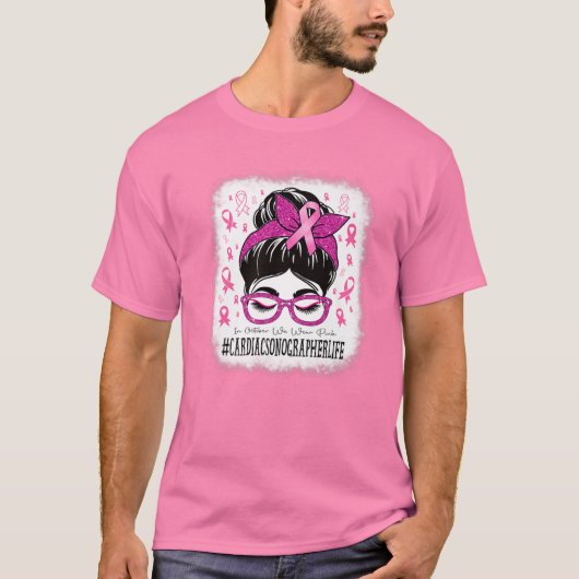 心臓撮影器乱雑Bun女性乳がん Tシャツ (正面)
