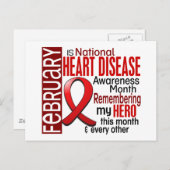 心臓病の認識度月のリボンI2.2 ポストカード (正面/裏面)