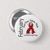 心臓病の認識度月の花のリボン1 缶バッジ (正面&裏面)