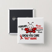 心臓病の認識度月の蜂1.1 缶バッジ (正面&裏面)