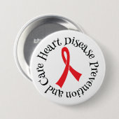 心臓病の防止の心配のリボンボタン 缶バッジ (正面&裏面)