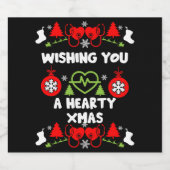 心臓病クリスマス医療スタッフのギフト スパークリングワインラベル (シングルラベル)