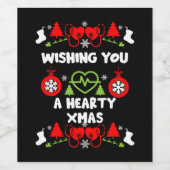 心臓病クリスマス医療スタッフのギフト ワインラベル (シングルラベル)